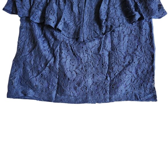 Lucca Couture Navy Blue Lace Ruffle Peplum Mini Skirt Sz M - Picture 6 of 10